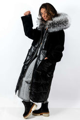 Women's exclusive long Parka coat with silver fox fur
